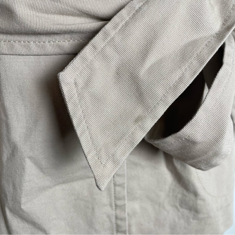Apostrophe Belted Blazer Jacket Women’s L Beige Cotton Canvas Statement Buttons - Picture 8 of 16